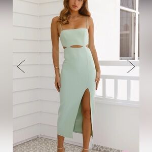 HELLO MOLLY SWERVE THROUGH MIDI DRESS GREEN